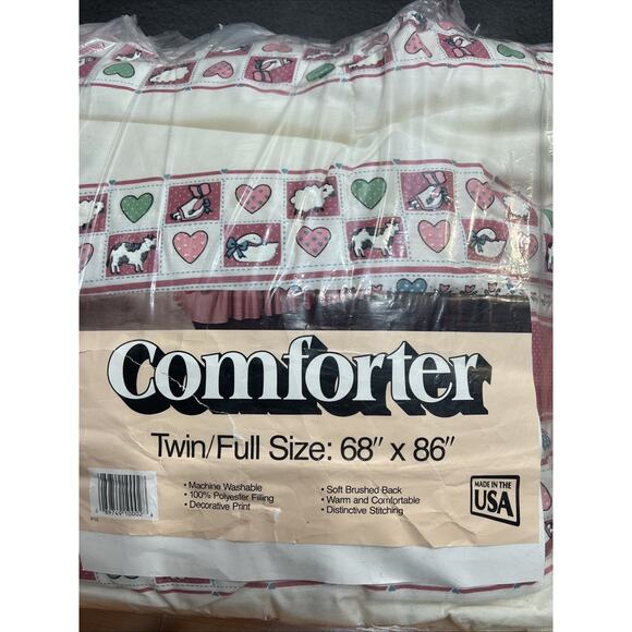 VGT Country Cottage Comfort w/ Pattern of Cows Sheep & Hearts Twin/Full 68x86 - Picture 5 of 5